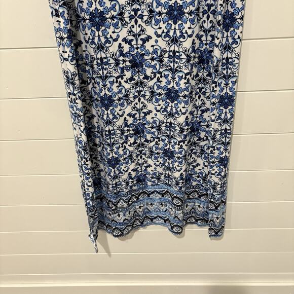 J. Jill | Dress Maxi Sleeveless Floral Stretch Blue- Size Medium Petite - Picture 3 of 8